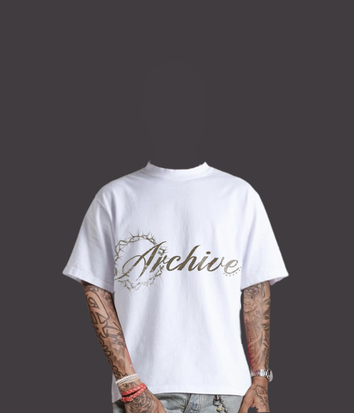 Rhinestone Archive Tee White